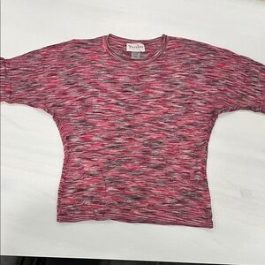 TanJay Pink and Gray Wave Knit Short Sleeve Top